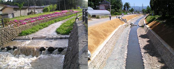 4) 粗朶柵工を使った水路
